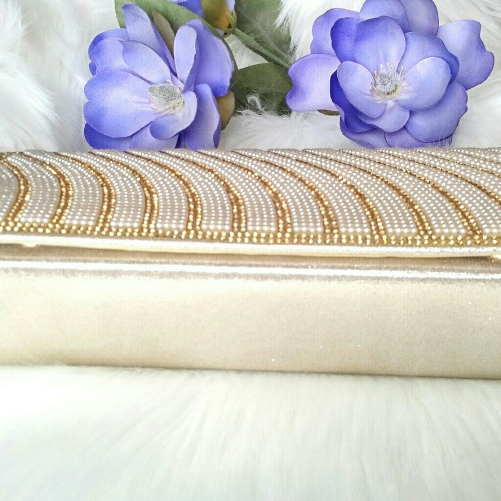 Sophia Collection Gold Stone & Pearl Clutch Bag - Picture 5 of 8
